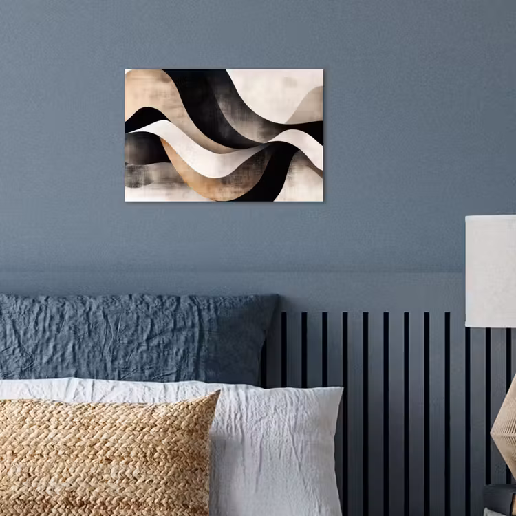 Abstract - Golven - Zwart - Verweerd poster papier klein -sfeer2