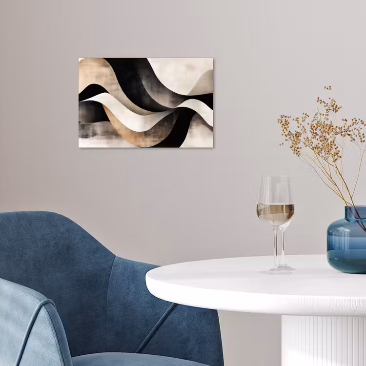 Abstract - Golven - Zwart - Verweerd poster papier klein -sfeer3