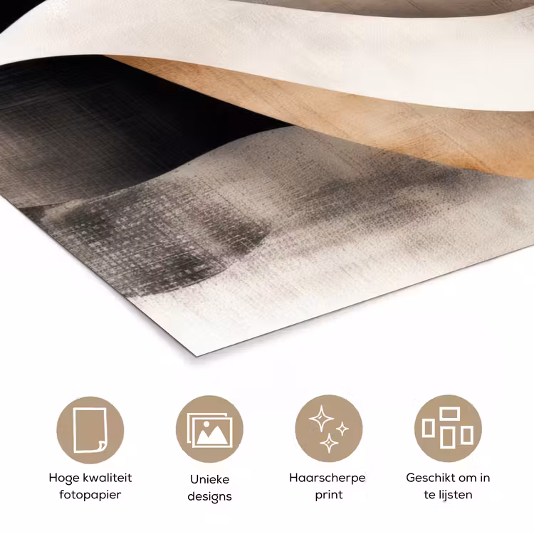 Abstract - Golven - Zwart - Verweerd poster papier klein -closeup_NL