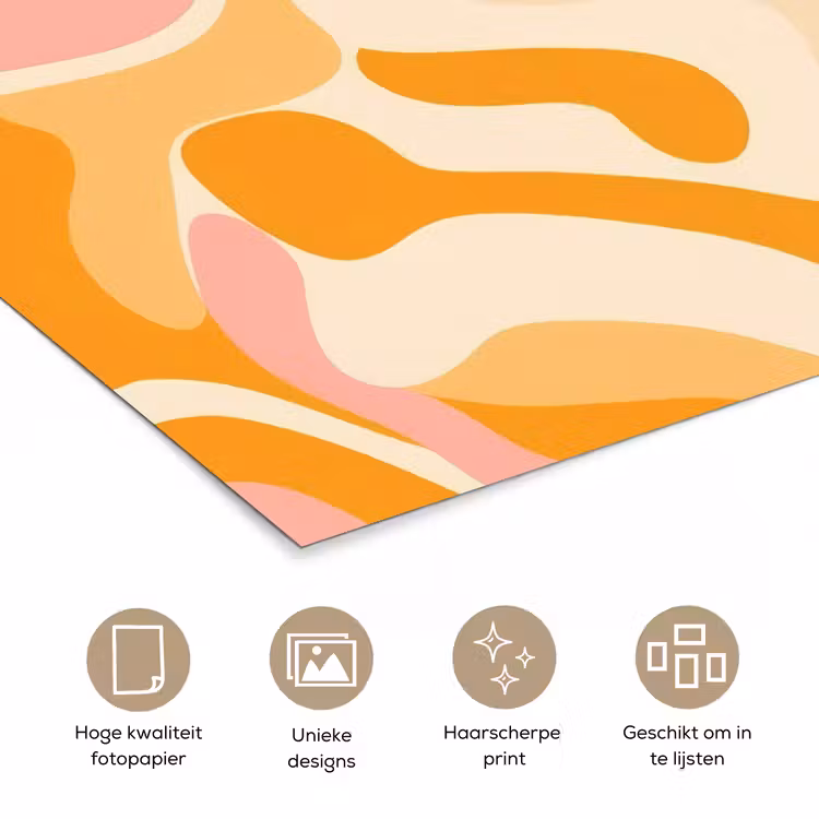 Abstract - Golvend - Oranje poster papier klein -closeup_NL