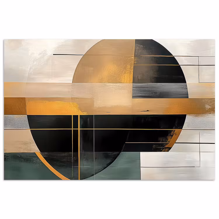 Abstract - Goud - Brons - Groen - Vormen - Modern poster papier klein -3d