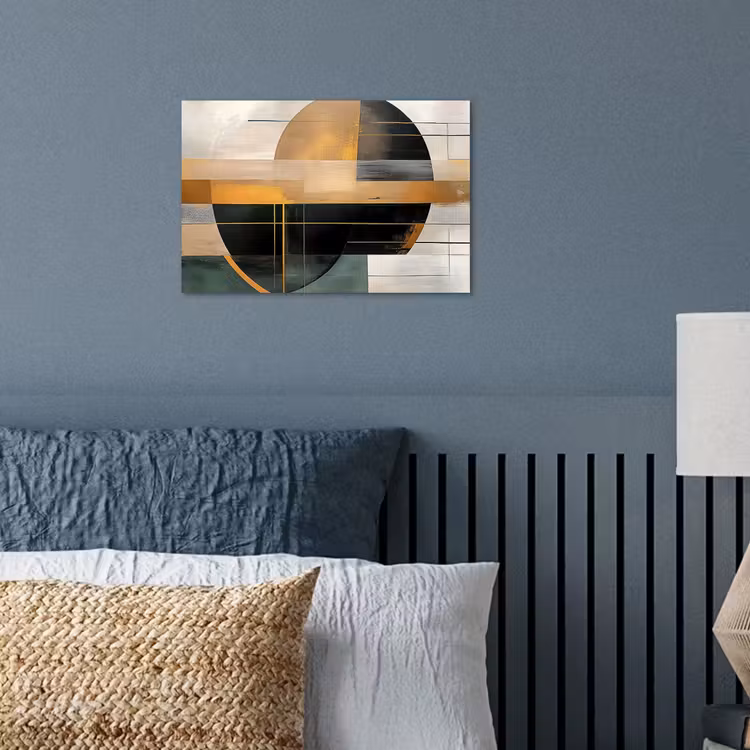 Abstract - Goud - Brons - Groen - Vormen - Modern poster papier klein -sfeer2