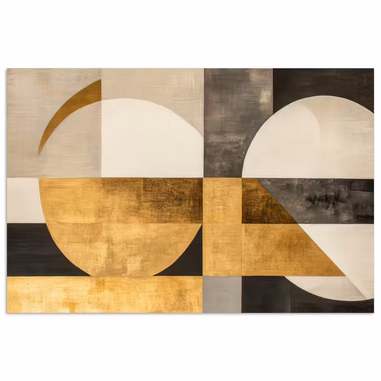 Abstract - Goud - Grijs - Vormen - Geometrisch poster papier klein -3d