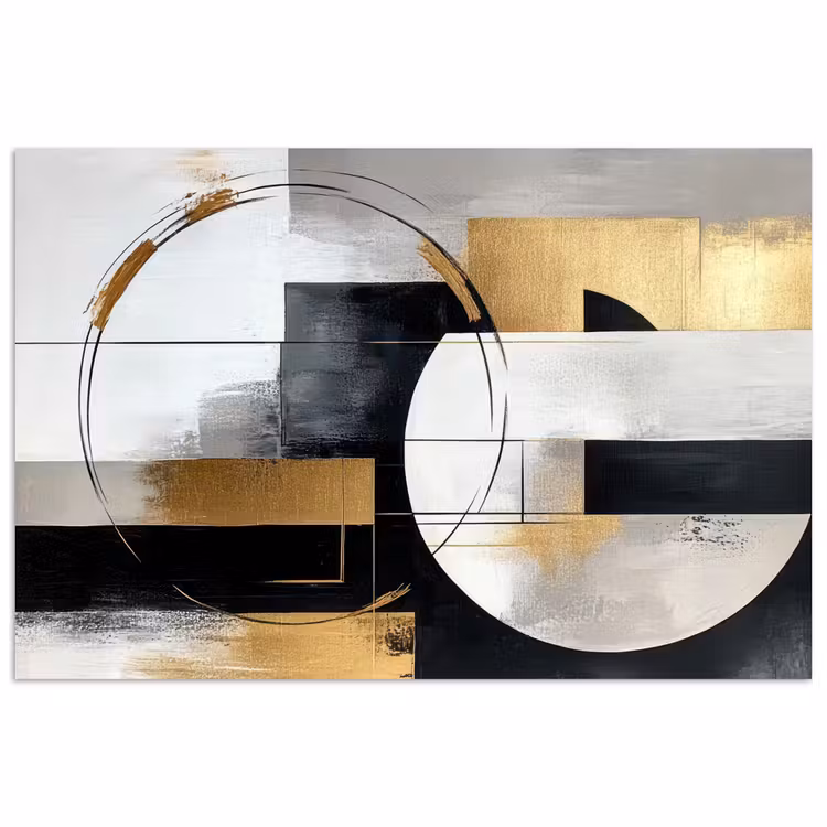 Abstract - Goud - Zilver - Vormen - Aesthetic poster papier klein -3d