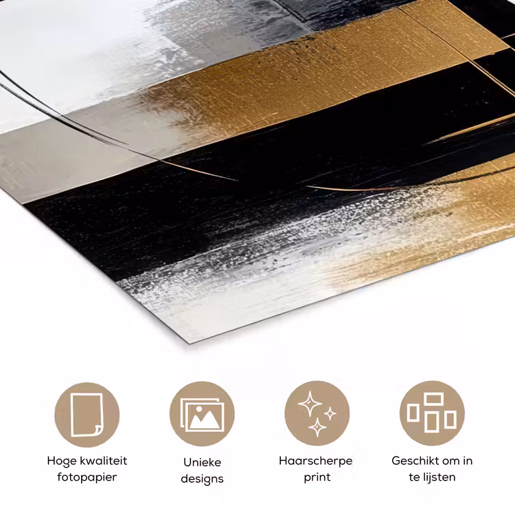 Abstract - Goud - Zilver - Vormen - Aesthetic poster papier klein -closeup_NL