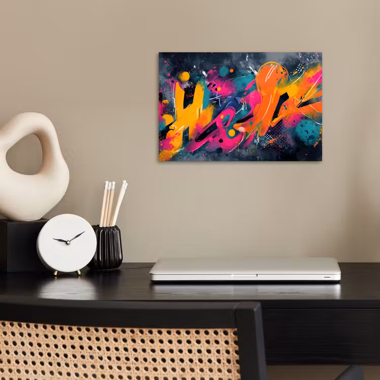 Abstract - Graffiti - Kleurrijk - Verfspatten poster papier klein -sfeer1