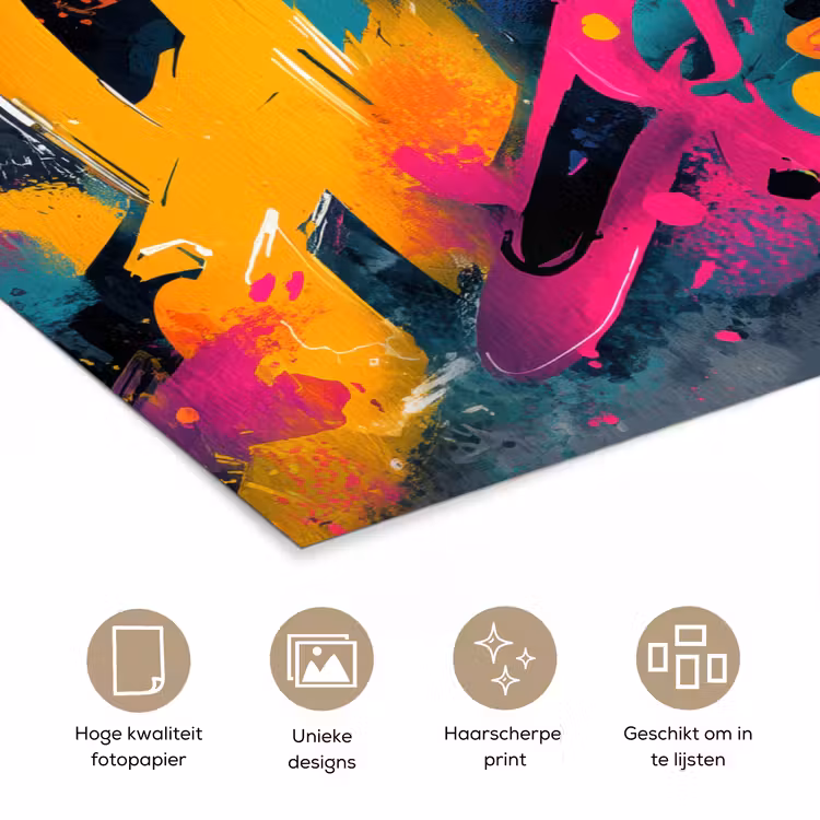 Abstract - Graffiti - Kleurrijk - Verfspatten poster papier klein -closeup_NL
