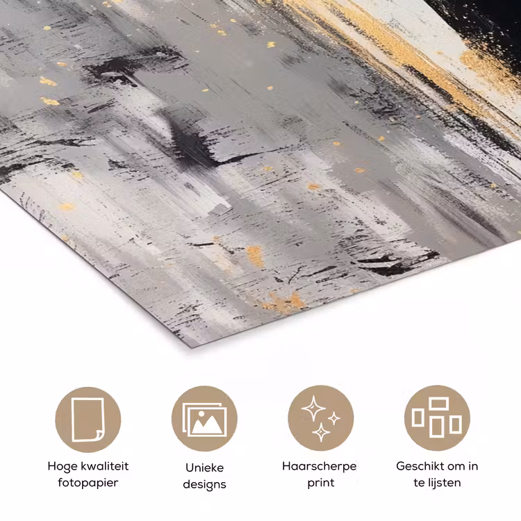 Abstract - Hert - Gewei - Goud poster papier klein -closeup_NL