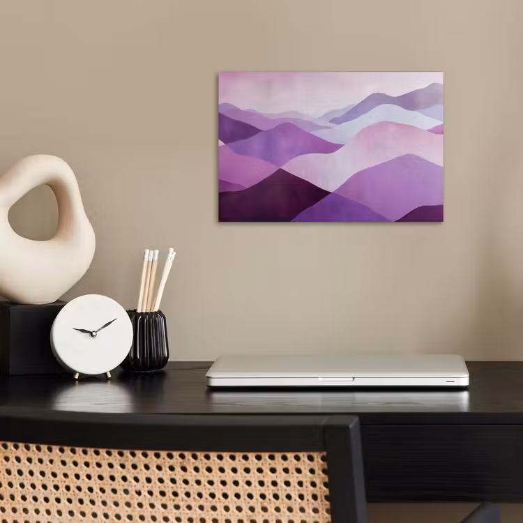 Abstract - Heuvels - Landschap - Paars poster papier klein -sfeer1
