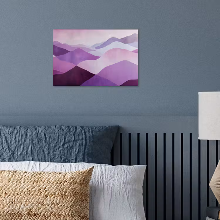 Abstract - Heuvels - Landschap - Paars poster papier klein -sfeer2