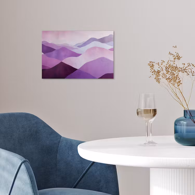 Abstract - Heuvels - Landschap - Paars poster papier klein -sfeer3