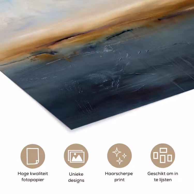 Abstract - Horizon - Water - Modern - Beige poster papier klein -closeup_NL
