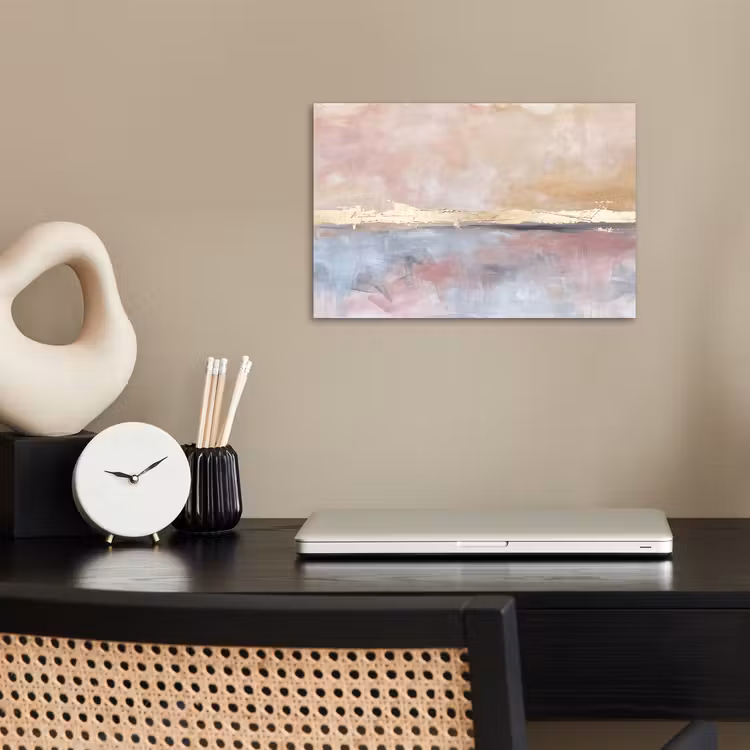 Abstract - Horizontaal - Kunst - Roze - Goud poster papier klein -sfeer1