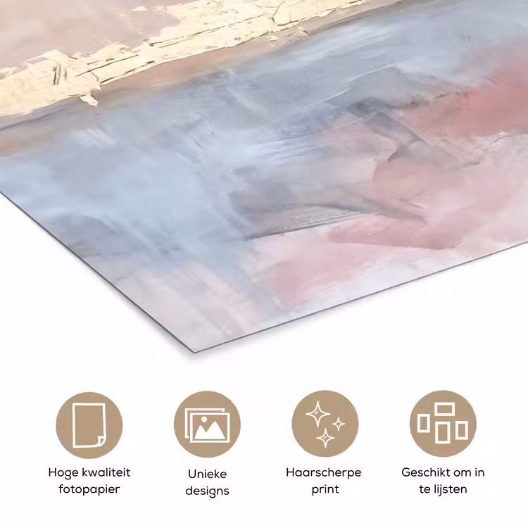 Abstract - Horizontaal - Kunst - Roze - Goud poster papier klein -closeup_NL
