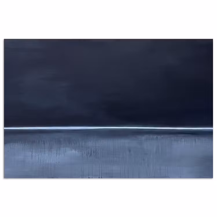 Abstract - Horizontale lijn - Minimalistisch - Donkerblauw - Kunst poster papier klein -3d