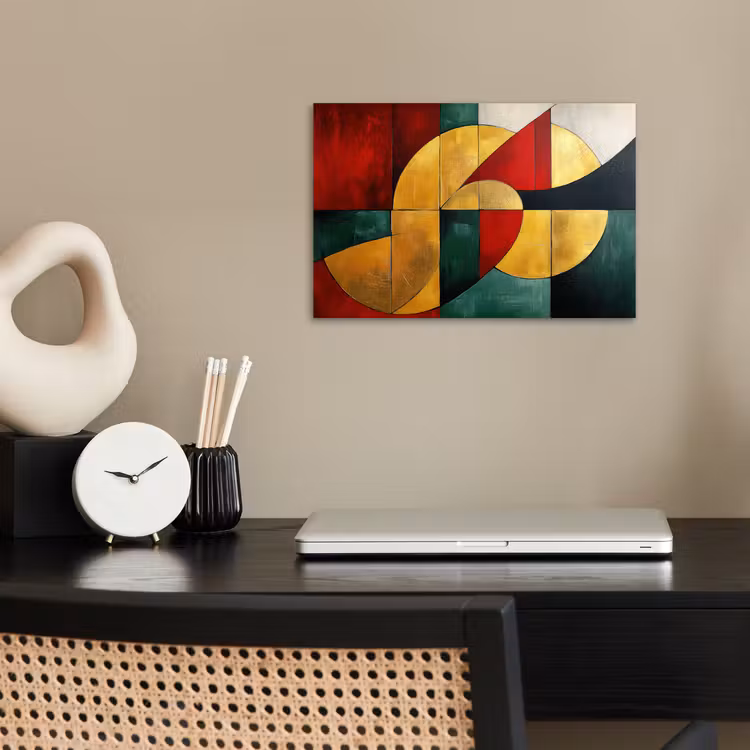 Abstract - Kerst - Goud - Rood - Groen poster papier klein -sfeer1