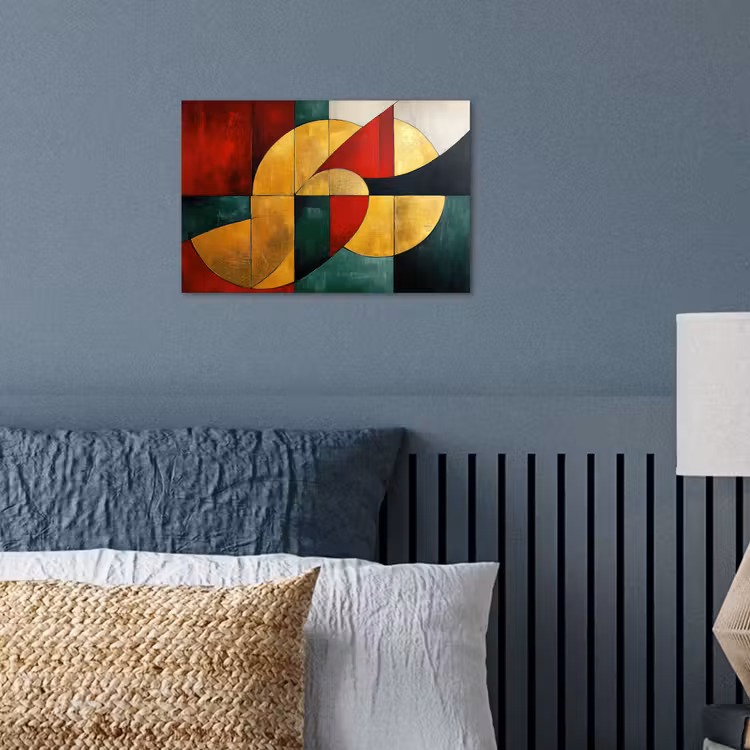 Abstract - Kerst - Goud - Rood - Groen poster papier klein -sfeer2