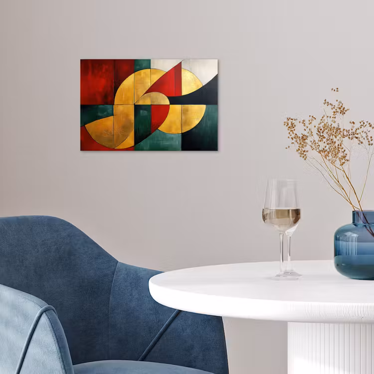 Abstract - Kerst - Goud - Rood - Groen poster papier klein -sfeer3