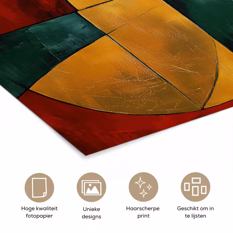 Abstract - Kerst - Goud - Rood - Groen poster papier klein -closeup_NL