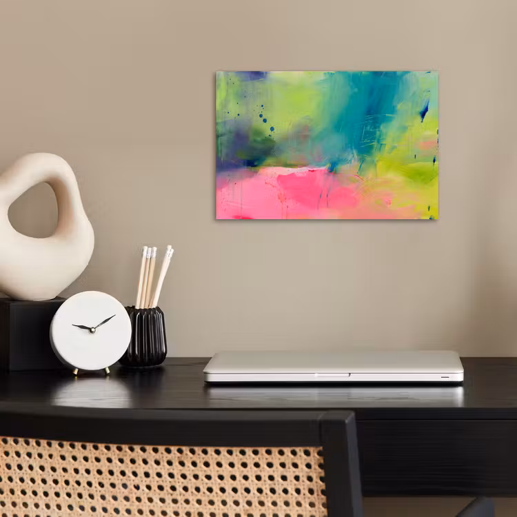 Abstract - Kleuren - Modern - Groen - Roze poster papier klein -sfeer1