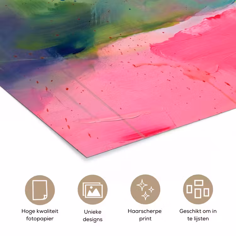 Abstract - Kleuren - Modern - Groen - Roze poster papier klein -closeup_NL