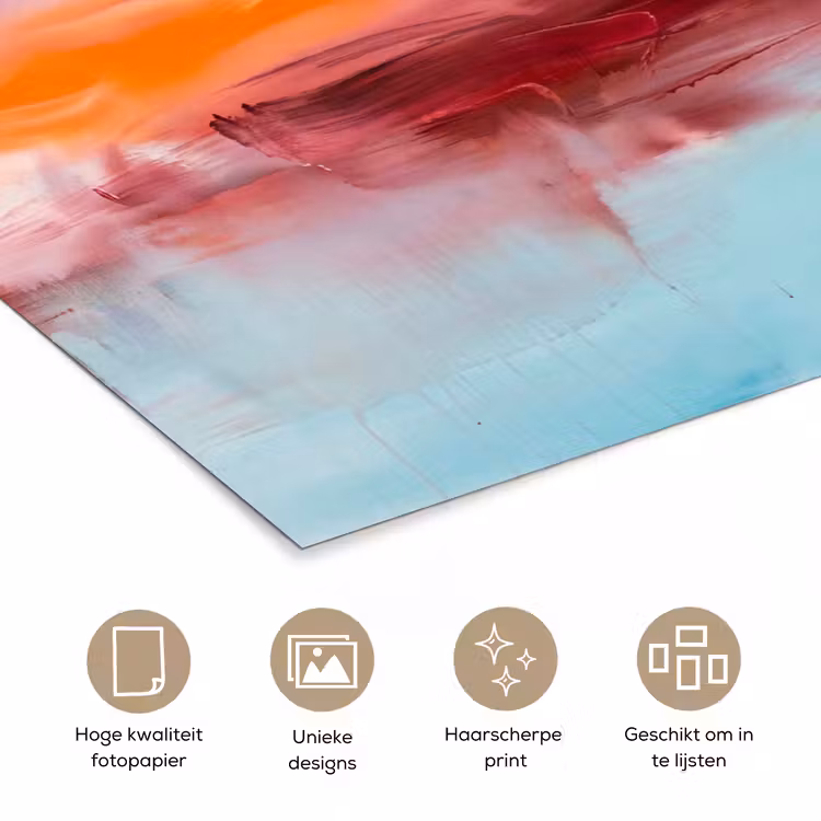 Abstract - Kleuren - Modern - Kunst - Roze poster papier klein -closeup_NL
