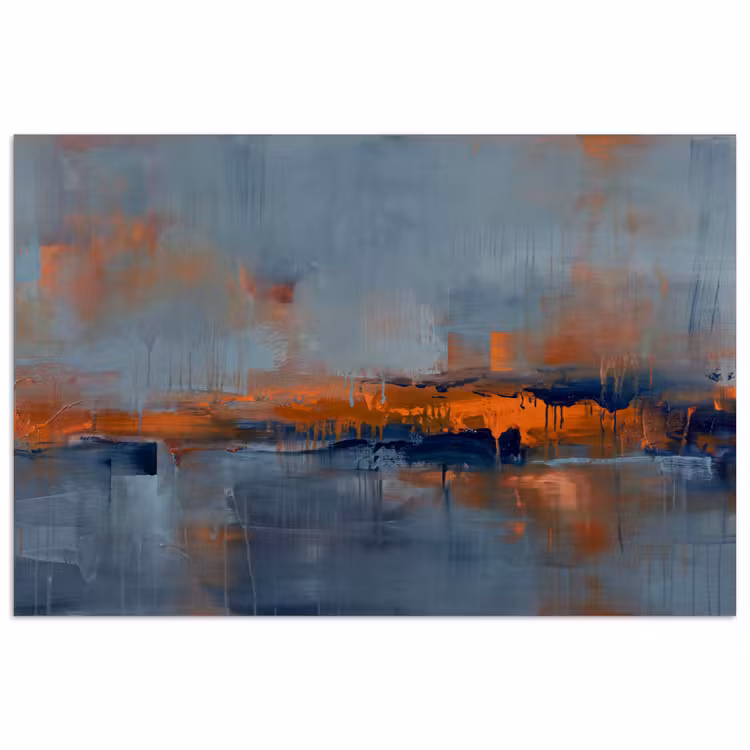 Abstract - Kleuren - Modern - Oranje - Grijs poster papier klein -3d