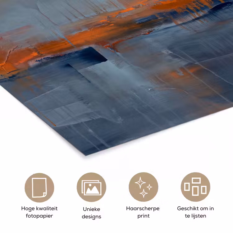 Abstract - Kleuren - Modern - Oranje - Grijs poster papier klein -closeup_NL