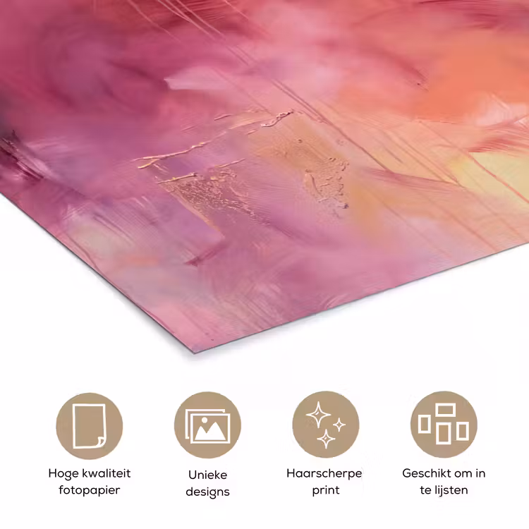 Abstract - Kleuren - Modern - Roze - Paars poster papier klein -closeup_NL