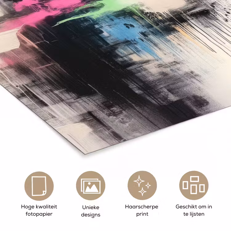 Abstract - Kleurexplosie - Landschap poster papier klein -closeup_NL
