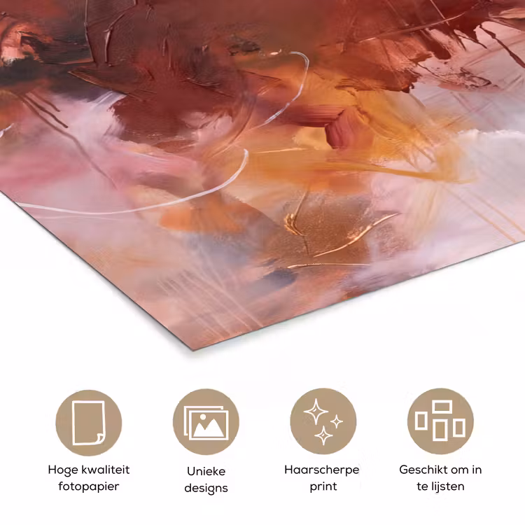 Abstract - Kleurrijk - Kunst - Modern - Roze-Rood poster papier klein -closeup_NL