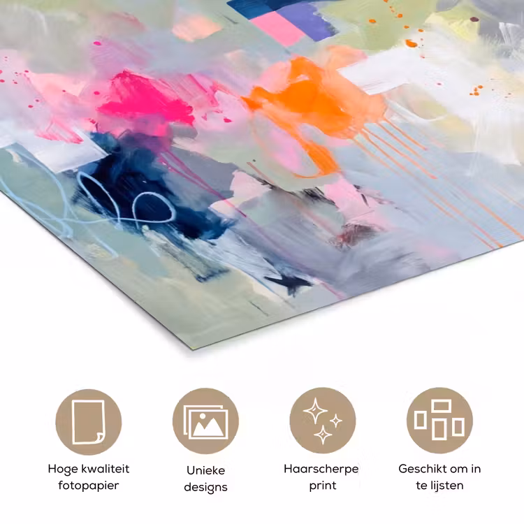 Abstract - Kleurrijk - Modern - Kunst poster papier klein -closeup_NL