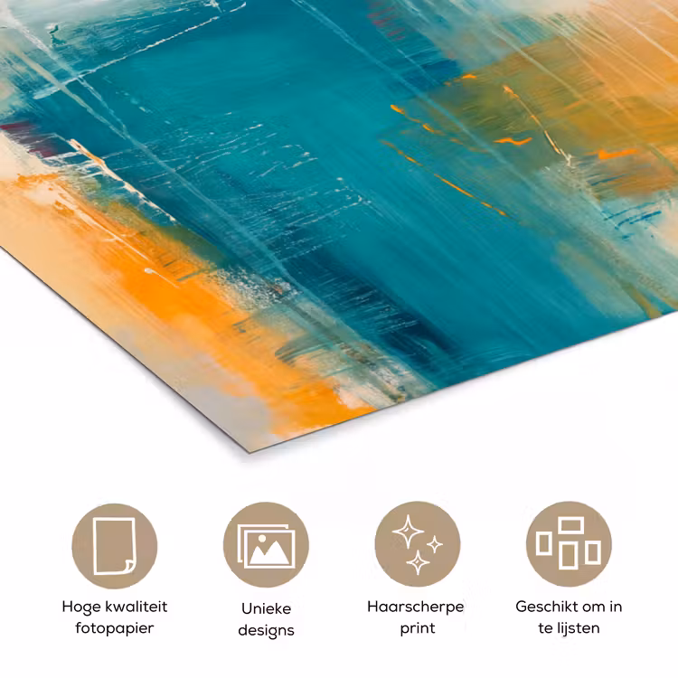 Abstract - Kleurrijk - Modern - Kunst - Oranje poster papier klein -closeup_NL