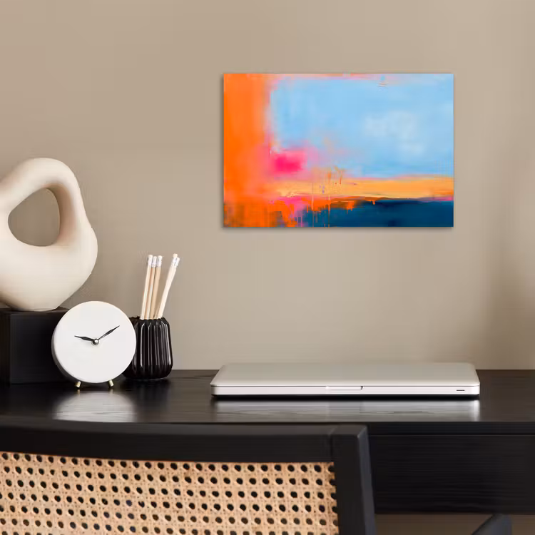 Abstract - Kleurvlakken - Modern - Oranje - Blauw poster papier klein -sfeer1