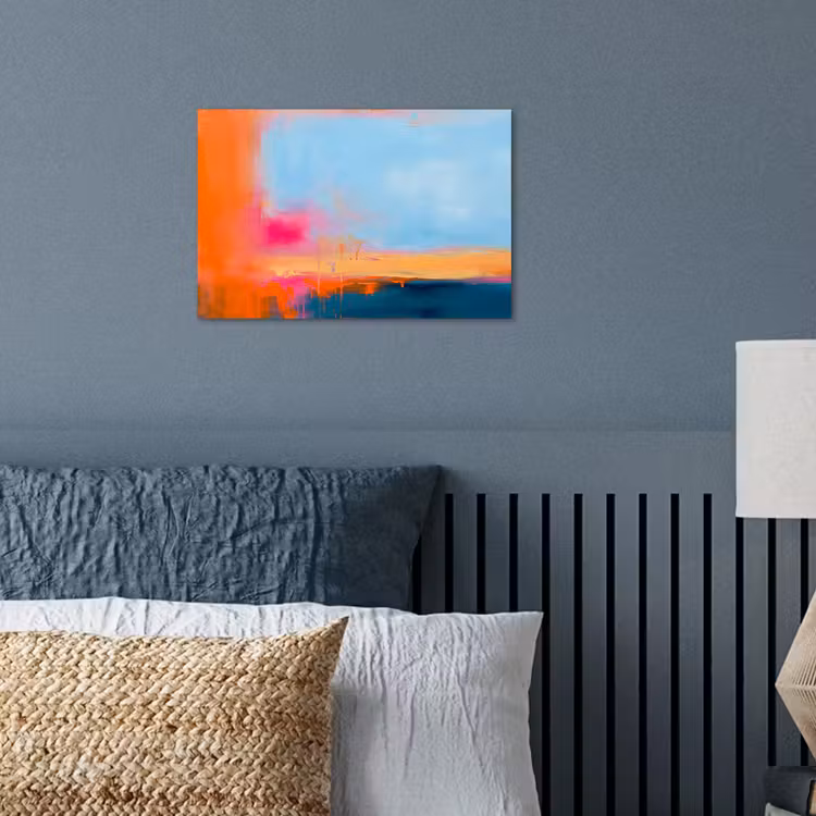 Abstract - Kleurvlakken - Modern - Oranje - Blauw poster papier klein -sfeer2