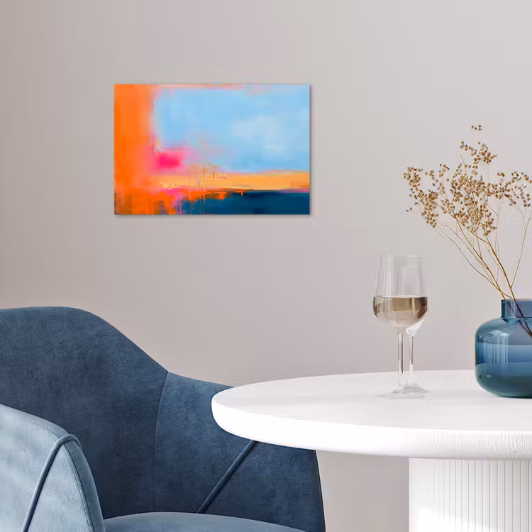 Abstract - Kleurvlakken - Modern - Oranje - Blauw poster papier klein -sfeer3