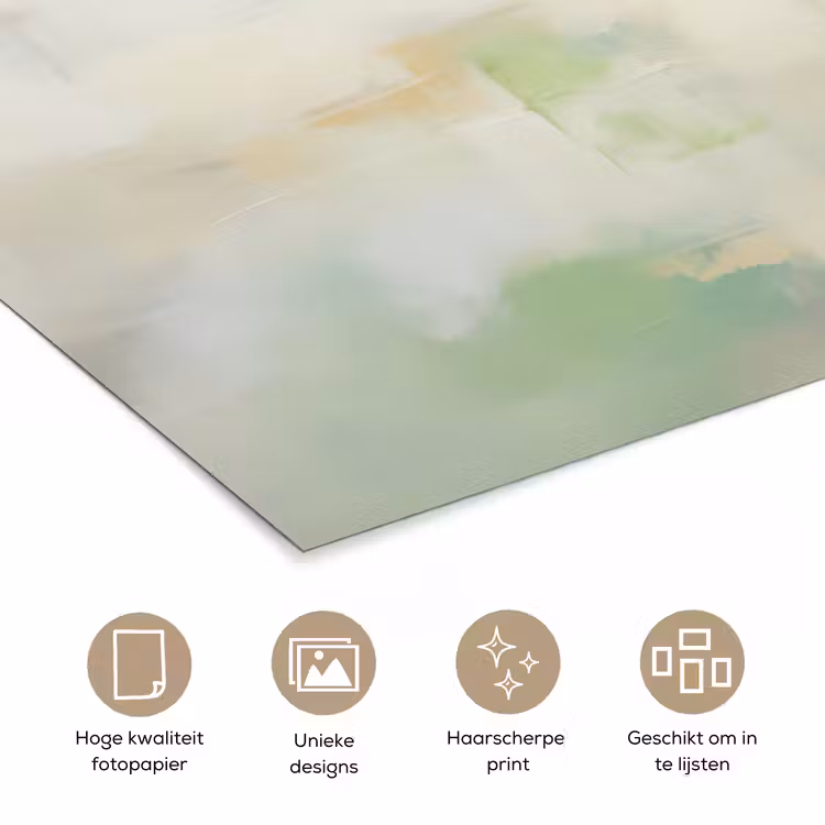 Abstract - Kunst - Wit - Groen - Modern poster papier klein -closeup_NL