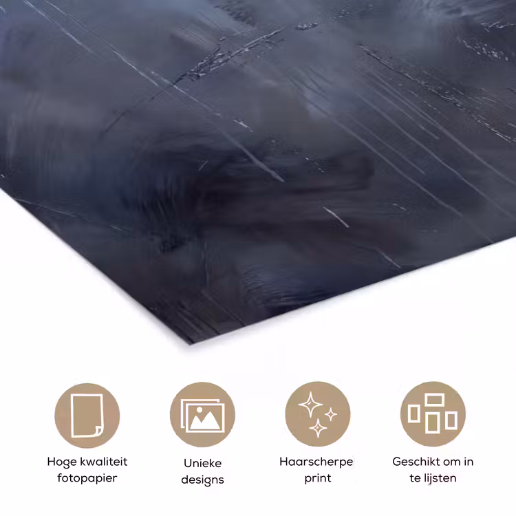 Abstract - Kwaststreken - Modern - Kunst - Grijs poster papier klein -closeup_NL