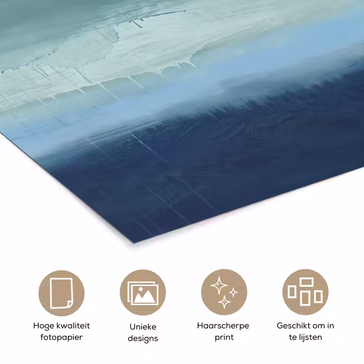 Abstract - Lagen - Rust - Modern - Blauw poster papier klein -closeup_NL