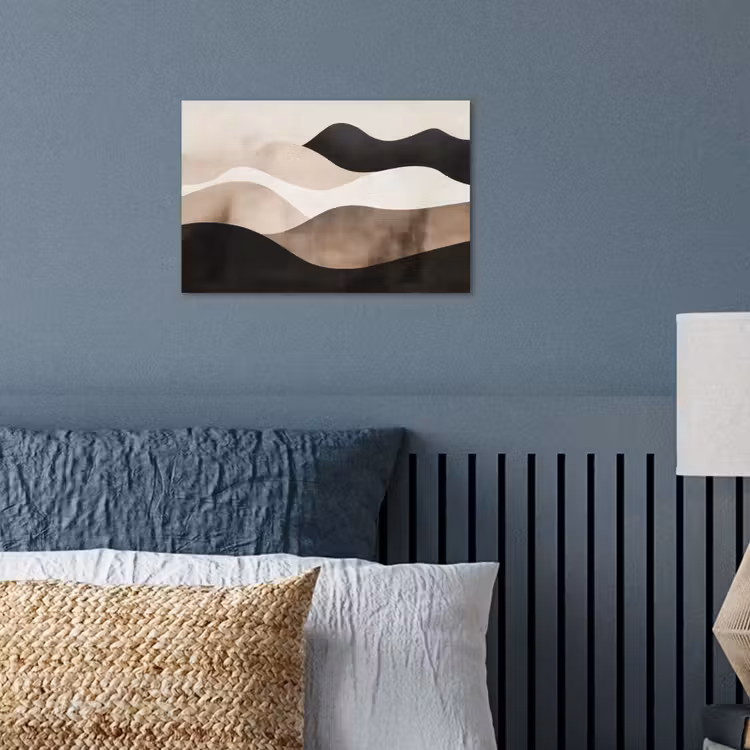 Abstract - Landschap - Golven - Crèmekleur poster papier klein -sfeer2