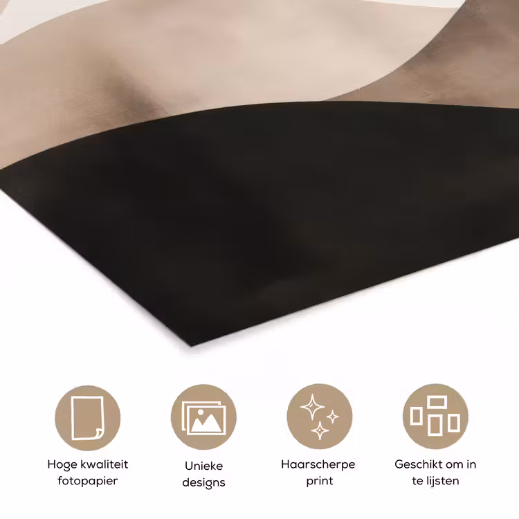 Abstract - Landschap - Golven - Crèmekleur poster papier klein -closeup_NL