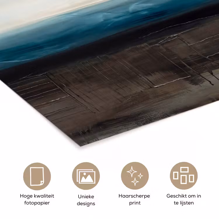 Abstract - Landschap - Horizon - Blauw - Modern poster papier klein -closeup_NL