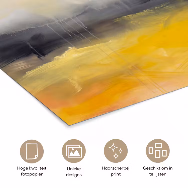 Abstract - Landschap - Modern - Geel poster papier klein -closeup_NL
