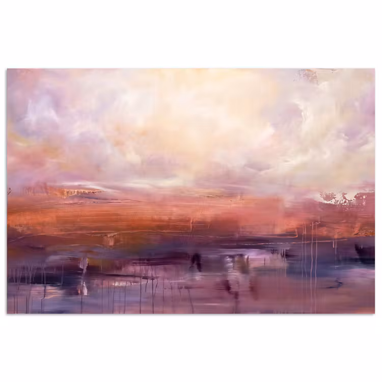 Abstract - Landschap - Modern - Paars - Oranje poster papier klein -3d
