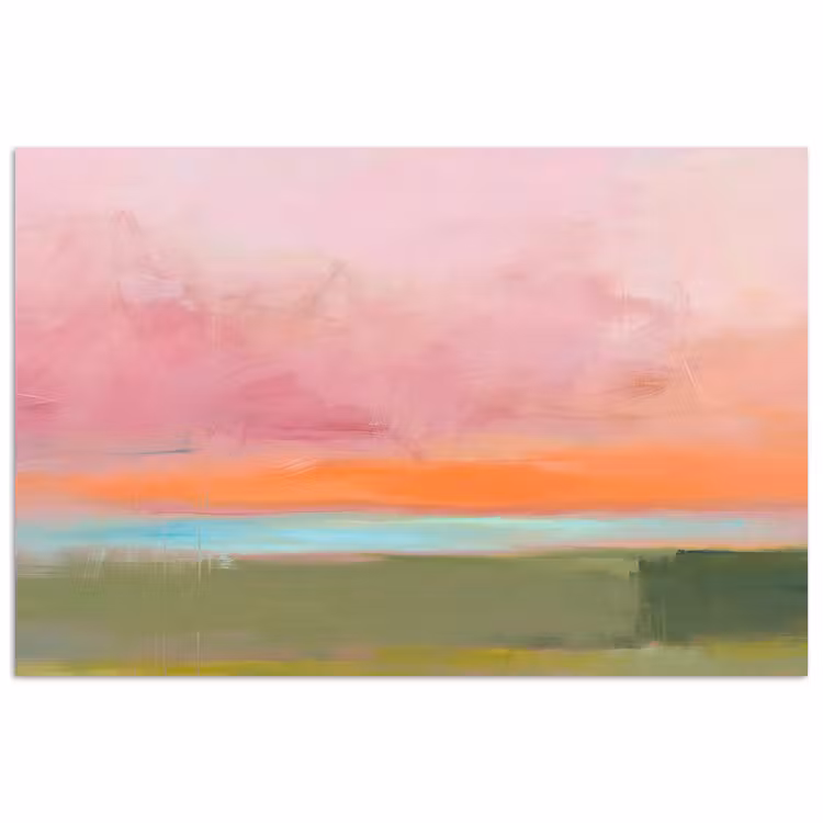 Abstract - Landschap - Modern - Roze - Oranje poster papier klein -3d