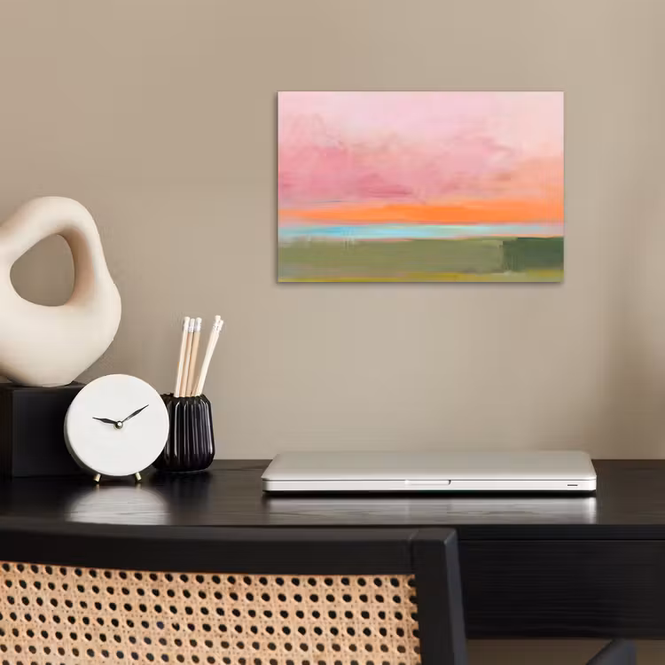 Abstract - Landschap - Modern - Roze - Oranje poster papier klein -sfeer1