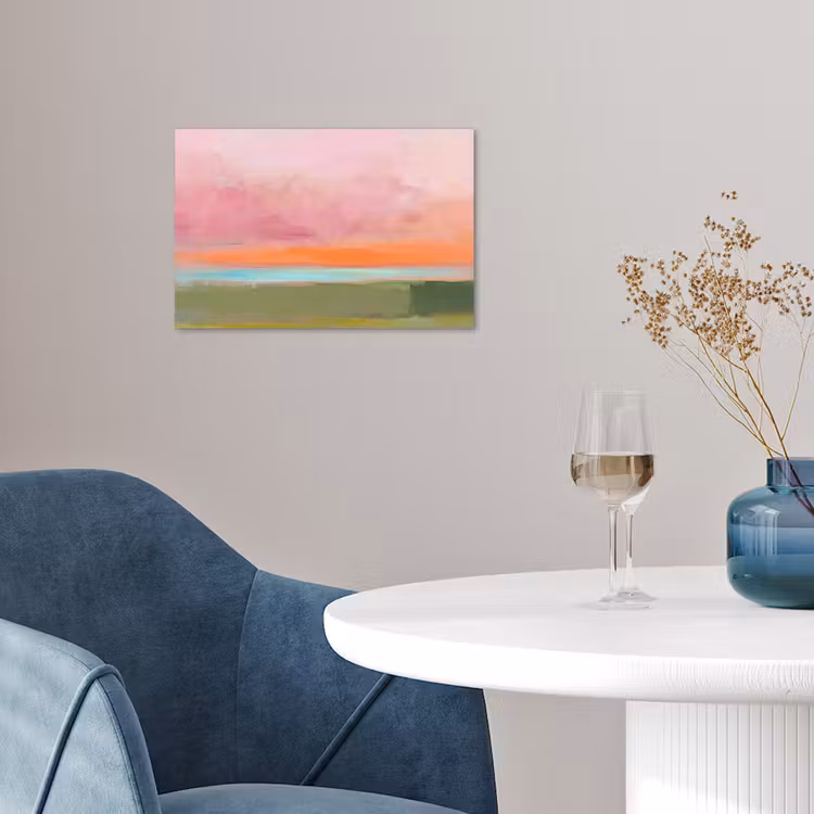Abstract - Landschap - Modern - Roze - Oranje poster papier klein -sfeer3