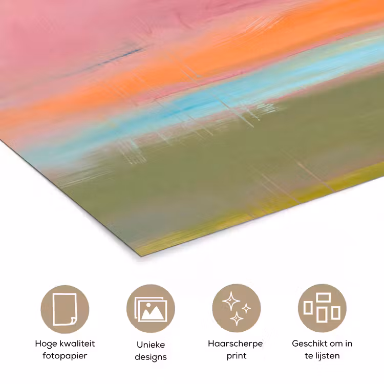 Abstract - Landschap - Modern - Roze - Oranje poster papier klein -closeup_NL