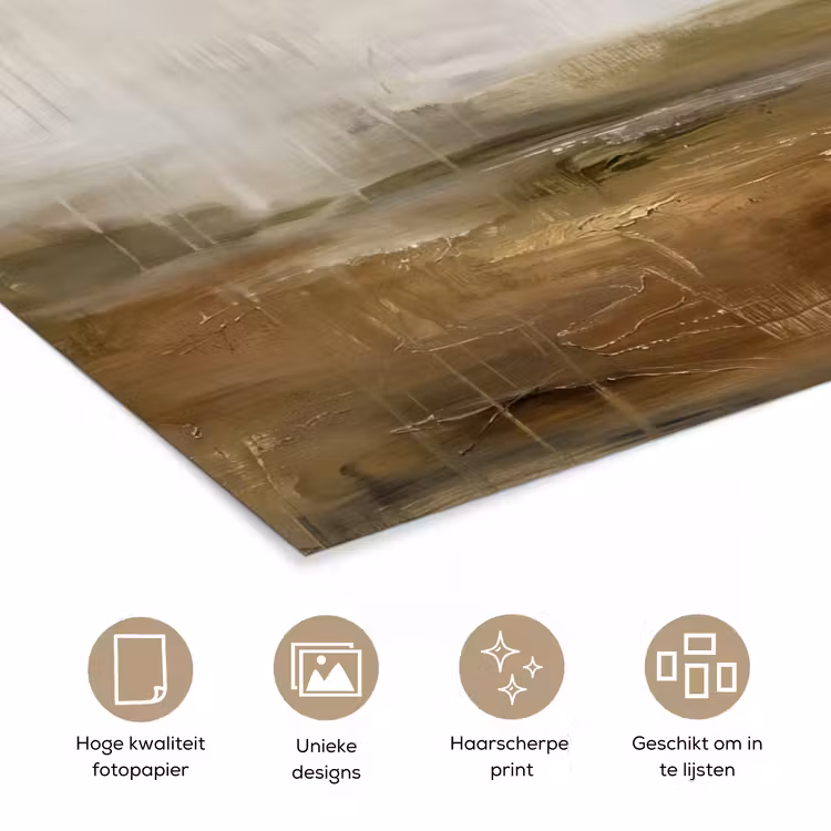 Abstract - Landschap - Natuur - Beige - Bruin poster papier klein -closeup_NL