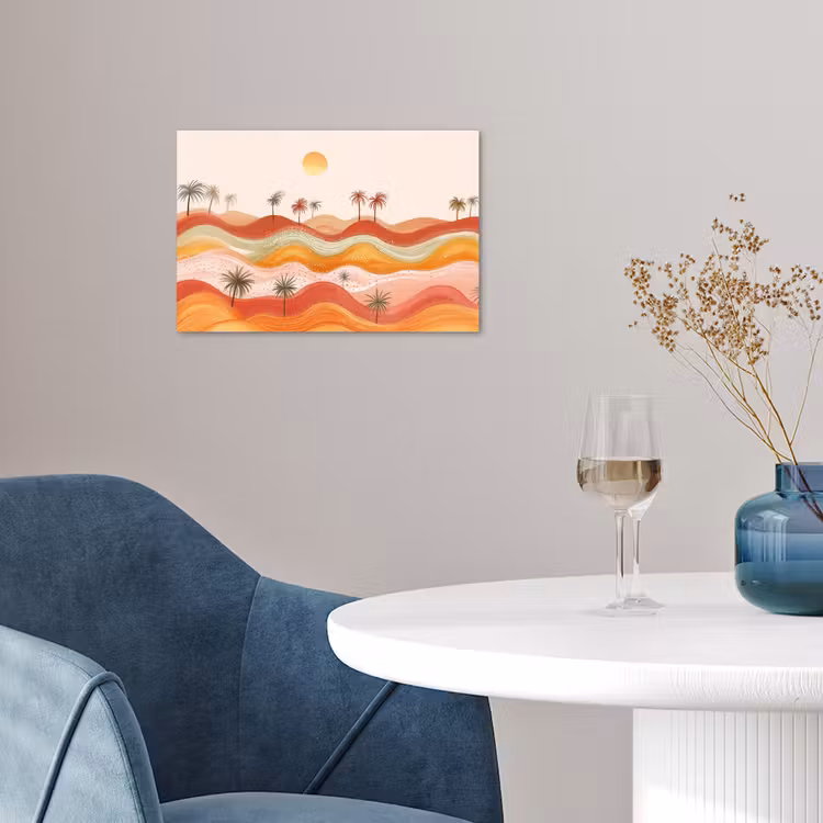 Abstract landschap - Palmbomen - Kleurrijk poster papier klein -sfeer3